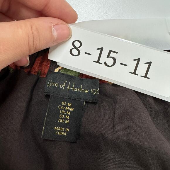 House of Harlow 1960 Skirt Womens Medium Floral Print Midi Tiered Linen Blend - Picture 5 of 9